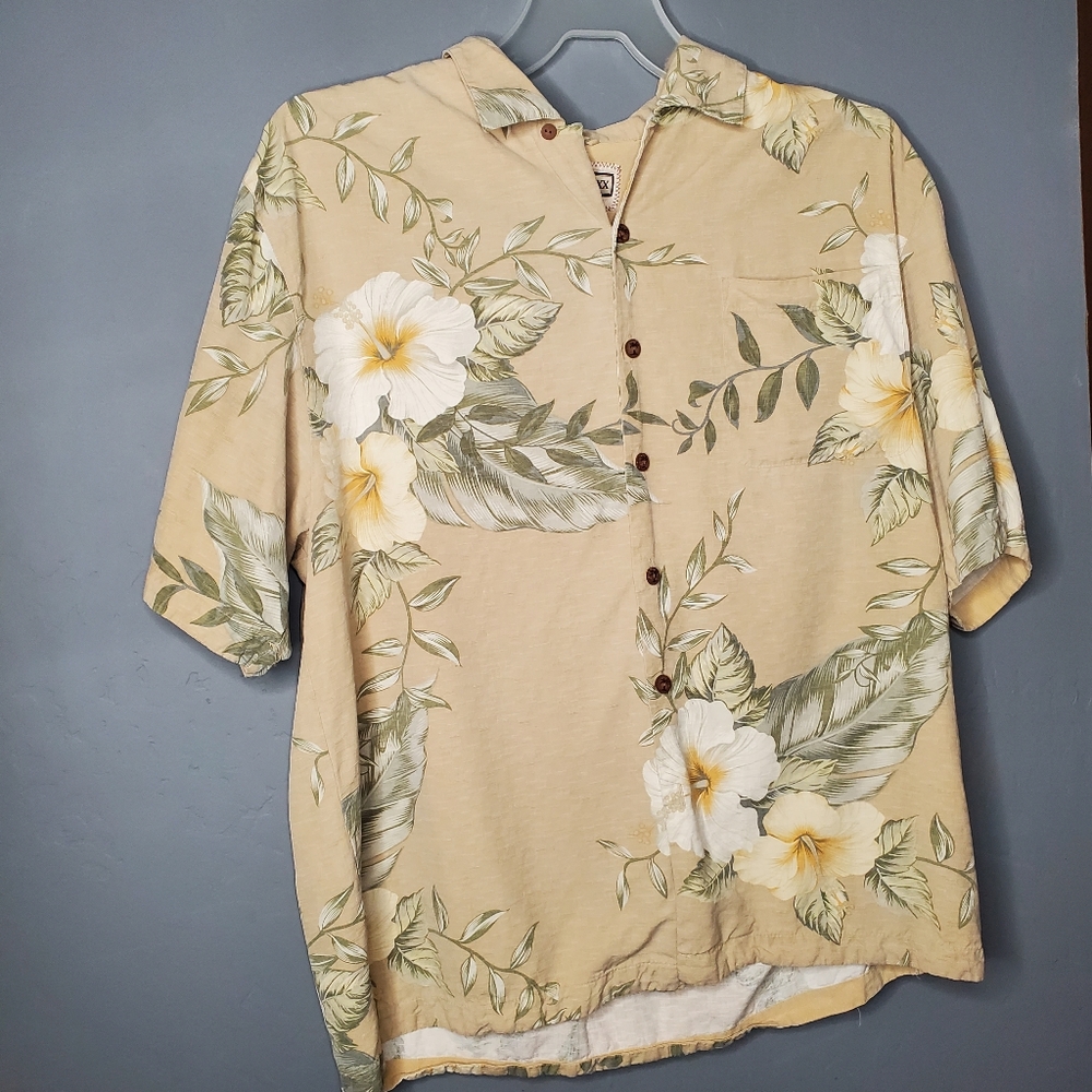 Jamaica Jaxx 100% Silk Hawaiian Button Up Shirt Size L